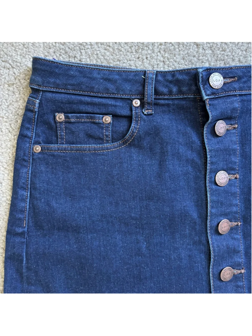 NWOT LOFT Outlet Denim Button Front Mini Skirt | Sz 14